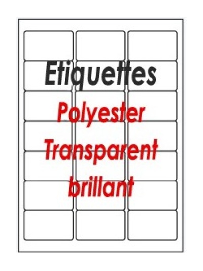 Etiquettes adhésives polyester transparent brillant