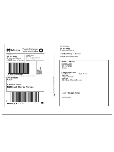Etiquettes Colissimo Chronopost et Kiala